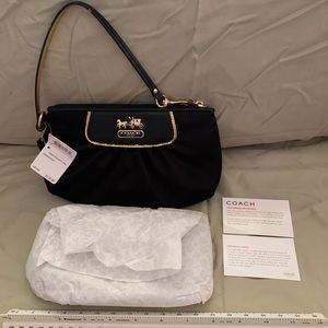 Coach Amanda Satin/Leather Wristlet. NWT